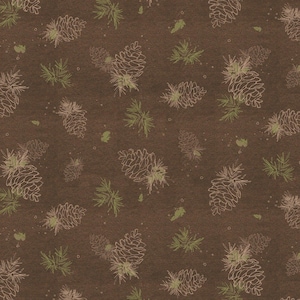Lodge Life - Pinecone Linework Toss Brown by P&B Textiles by the yard 4127