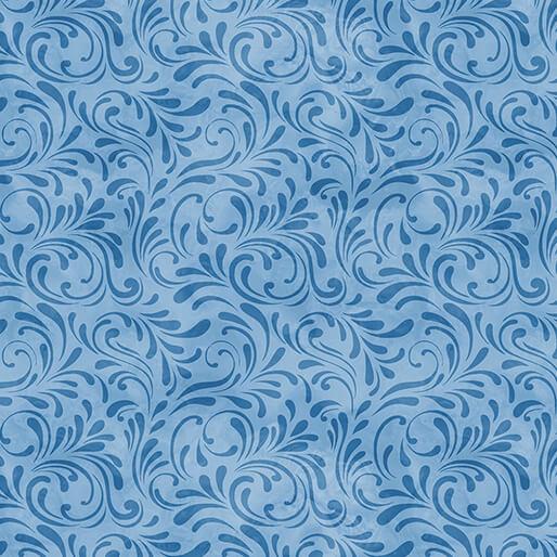 Butterfly Calypso by Benartex - Shadow Scroll Blue by the yard 3593