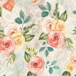 Gone Country von Benartex - 108 &quot;breiter Quiltrücken - Country Time Roses Seafoam lose Ware 3195