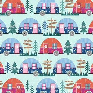 Trailer Park Blue by Michael Miller Fabrics by the yard 3855