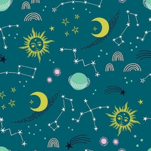Skyview (Glow in the Dark) Blau von Michael Miller Fabrics lose Wolle 3849