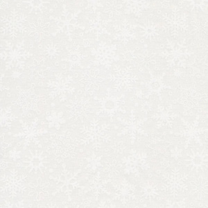 Könnte beinhalten: Weißer Stoff mit einem sich wiederholenden Muster aus Schneeflocken. Die Schneeflocken sind detailliert und scheinen auf dem Stoff gestickt oder geprägt zu sein. Der Gesamteindruck ist ein Winter- oder Feiertags-Thema.