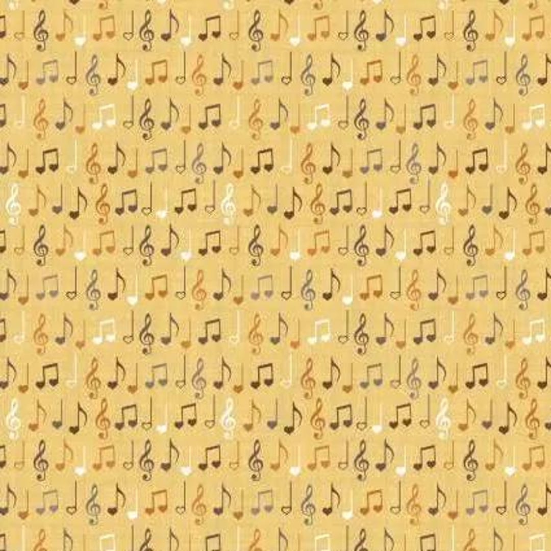 Song Bird - Yellow Musical Notes by Camelot Fabrics by the Yard 3330 - Etsy