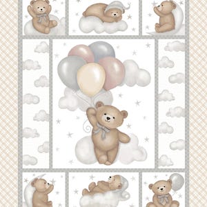 Sleepy Teddy Panel by Studio E - 36" x 43" 5189
