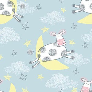 AE Nathan Comfy Flannel - Blue Cows over the Moon by the yard 4031