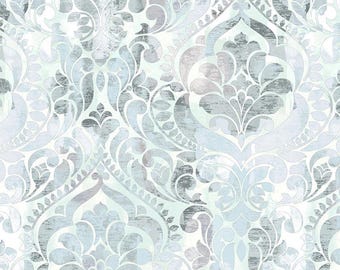 Fabric by the yard - 118" Wide Quilt Back - You Damask! Ice by Chelsea DesignWorks for Studio E 5548