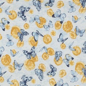 Blue:Yellow Romantic Garden by Choice Fabrics by the YARD