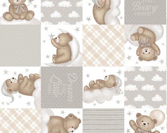 Tela Sleepy Teddy Gray/Multi, cortada a medida, de Sharla Fults para Studio E Fabrics 5346