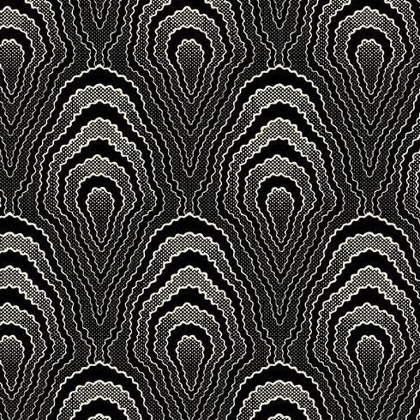 Reminiscence Moire Black from Andover Fabric by the Yard