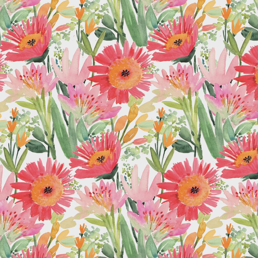 Fabric by the Yard - Bows and Blooms - White Large Flowers by Blank ...