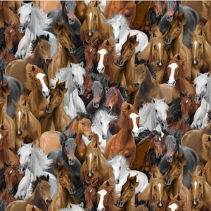 Multi Packed Horses by Timeless Treasures by the yard 3699