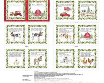 Barnyard Christmas Book Panel by Northcott - 36" x 44" 7332