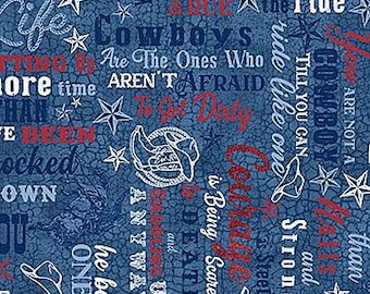 Cowboy Blues - Blue Multi Words firmy Northcott cięte na wymiar 3382