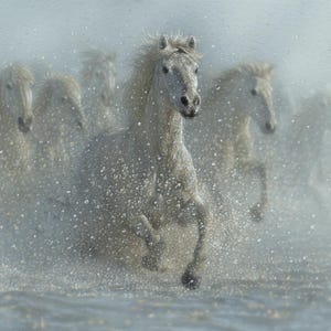 Running Wild - White Horses-paneel van Riley Blake - 36 x 43 inch