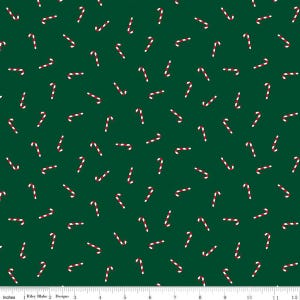 Fabric by the yard - Seasonal Basics - Candy Canes Green by Riley Blake 7268