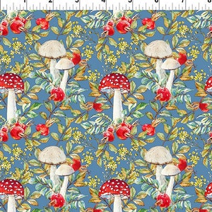 Hedgehog Hollow from In the Beginning - Mushrooms - Blue by the yard