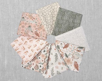 Petals and Pewter Half Yard Fabric Bundle – Soft Sage, Blush, and Cream 6003