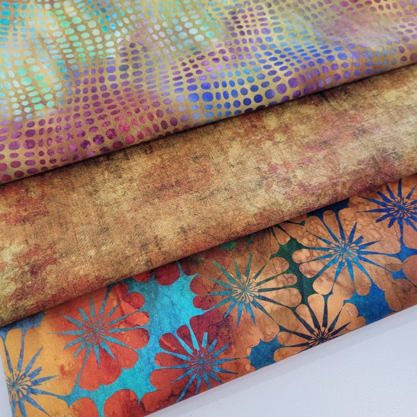 3-Yard Fabric Bundle - 1 Yard of Each of 3 Unique Fabrics -Curated and Specifically Designed for 3-Yard Quilt Patterns- 100% Cotton