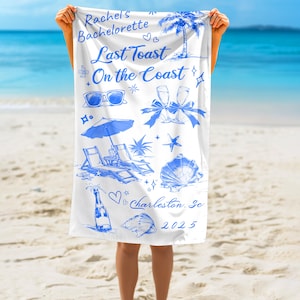 Personalized Bachelorette Beach Towel: Bride Tribe Vacation Gift