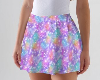 Glitter Polka Dot Bow Print Skirt, Women&#39;S Unique Design Butterfly Skating Skirt, Festival Clothing, Natural Style Skirt