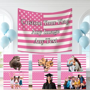 Custom Photo Pink American flag Tapestry, Personalized Tapestry Design Your Image, Pink Tapestry, Kpop Pink American Flag,Party Backdrop