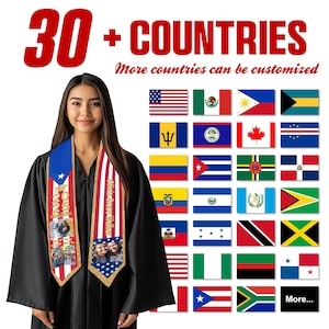 Custom Photo Double Flag Graduation Stole，Graduation Stole,Custom Graduation Sash For Friends,Graduation Gifts For Student,Class Of 2025