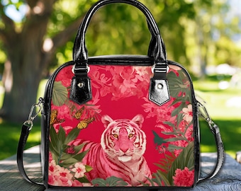 Striking Tiger Print Shoulder or Crossbody Strap Fabric Purse 100