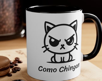 Angry Cat Coffee Mug, Funny Mexican Saying, Gift for Cat Lover