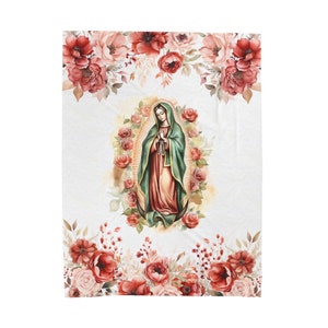 Our Lady of Guadalupe Blanket, Virgen de Guadalupe Velveteen Blanket - Cozy Home Decor, Soft Catholic Throw with Sacred Image, Virgencita