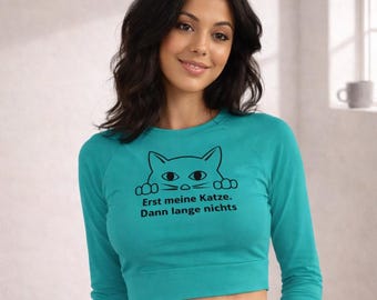 Katzen Crop Top witzig, Katzen Liebhaber Crop top, Geburtstags Geschenk Katzen Liebhaber, Festival Shirt mit Katze
