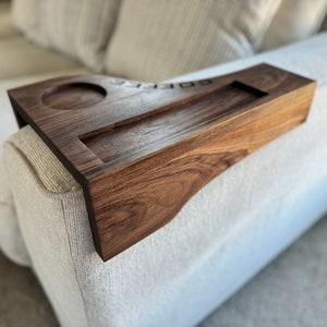 Couch Arm Coffee Tray - Custom Coffee Cup Tray - Storable - Solid Black Walnut - Free Shipping!