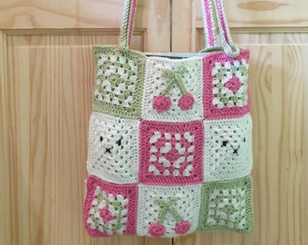 Crochet bag (Pink and green with miffy pattern)