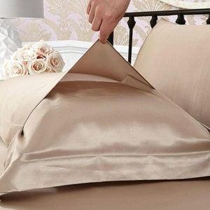 Luxury Satin Pillowcase, Handmade Satin Pillow Cover, Zipper/Envelope Closure, 22 Colors, Standard/Queen/King/Custom Size