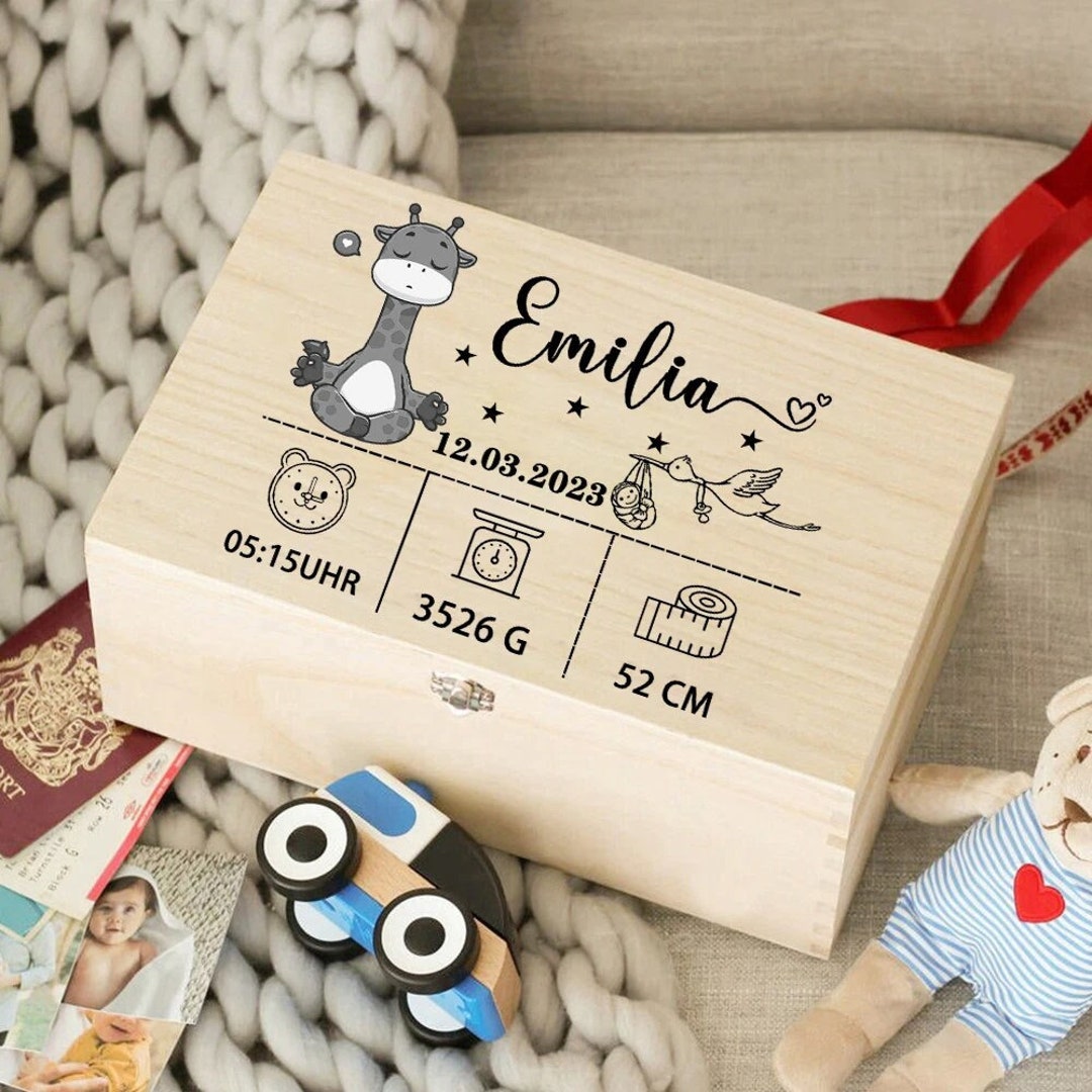 Boîte Souvenir Cordon Ombilical Gravée Motif Fleur - Dimensions 4.95x3.7 Cm, En Bois, Cadeau Nouveau-né