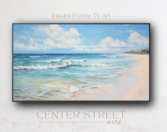 Beach Scene Frame Tv Art | Frame TV Art | Beach Frame tv art | 3D Oil Painting | Summer Coastal Decor | Digital Art for TV |
