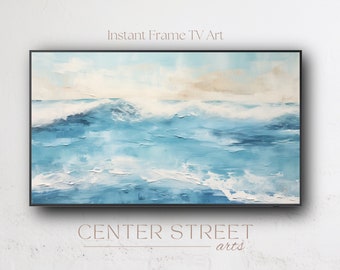 Abstract Beach Frame Tv Art | Frame TV Art | Beach Frame tv art | 3D Oil Painting | Summer Coastal Decor | Digital Art for TV |