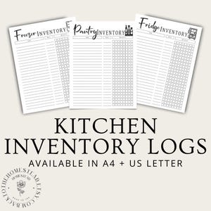 Druckbare Kücheninventur-logs | Kühlschrank, Speisekammer, Gefrierschrank Organizer | PDF Download A4 + US Letter | Meal Prep Küchen Checkliste