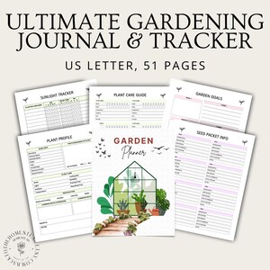 Planificador de jardín PDF (tamaño carta, 51 páginas) / Diario y registro de jardinería definitivo / Organizador de jardín imprimible