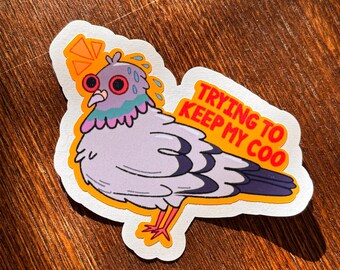 NY Nervous Pigeon Waterproof Gloss Vinyl Sticker for laptop, waterbottle and more