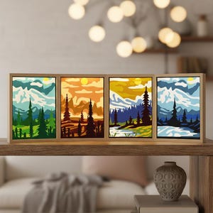 3D-lagers fyra årstiders bergsskugglåda
