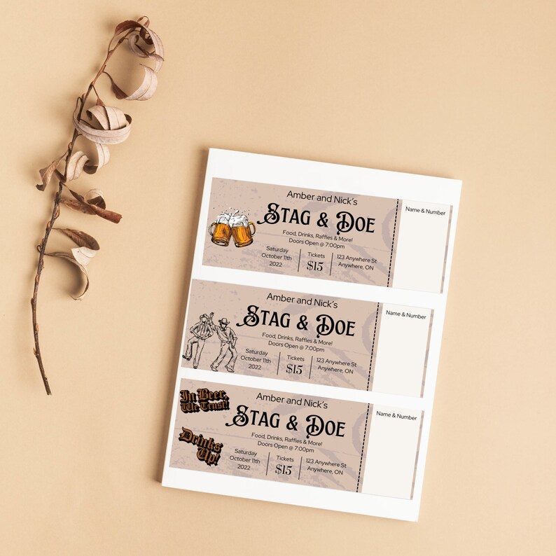 Western Stag and Doe Ticket Templates Buck and Doe Tickets for the Beer ...