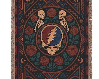 Vintage-Inspired Steal Your Face Woven Blanket - Add a Touch of Psychedelia to Your Space