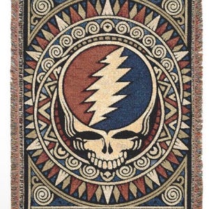 Grateful Dead Sacred Geometry Woven Blanket | Steal Your Face | Jacquard Throw