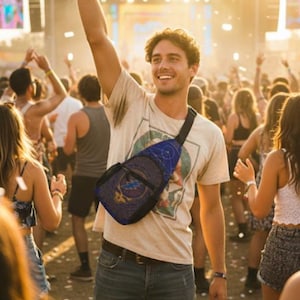 Grateful Dead Sling-borsttas | Psychedelic Lightning Skull Festival-crossbody, mandala-ontwerp, lichtgewicht en duurzaam