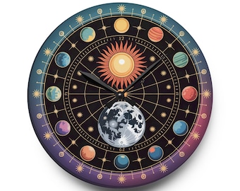 Celestial Acrylic Wall Clock: Modern Space Decor, Astronomy Gift