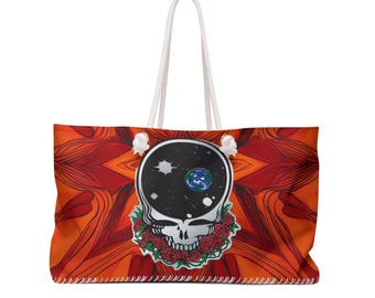 Bolsa de fin de semana inspirada en Grateful Dead, bolso de mano Space Your Face, bolso de viaje para festivales