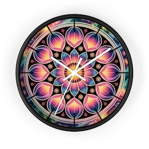 Lotus Mandala Wall Clock | Psychedelic Sacred Geometry Home Décor | Boho Yoga Room Art Gift
