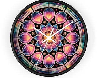 Lotus Mandala Wall Clock: Psychedelic Boho Home Decor - Yoga Art