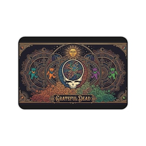 Grateful Dead Steal Your Face Skull Desk Mat | Psychedelic Dancing Bears