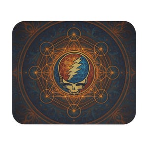Grateful Dead Mouse Pad | Sacred Geometry Skull Art | Trippy Desk Mat | Cool Office Gift | Psychedelic Mousepad for Gamers